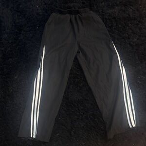Black Track Pants with White Side Stripes
